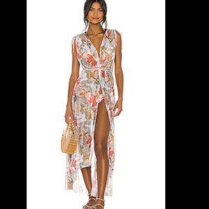 Boamar Athenas Foliage Mesh Belted Adjustable Sleeve Coverup Dress Sz XS/S Nwt